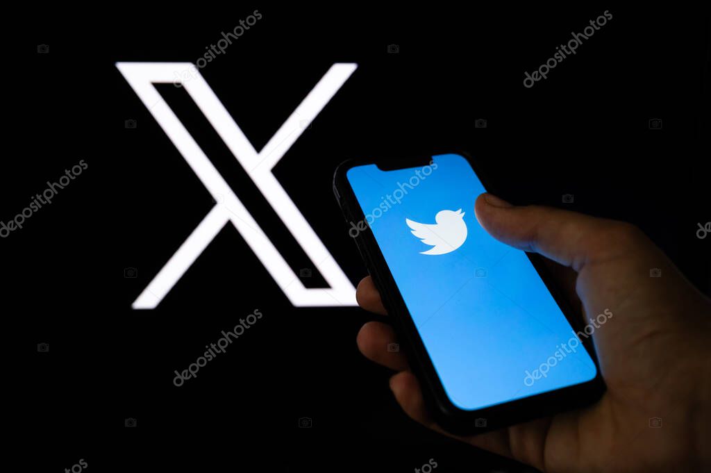 CALIFORNIA, USA, 24. JULY 2023: New logo of Twitter and old blue logo with bird