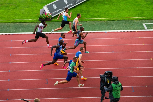 Ostrava Tschechien Juni 2023 100 Sprint Männlich Foto Vom Leichtathletik — Stockfoto