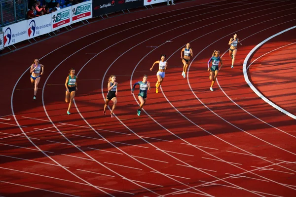 Ostrava Τσεχια Ιουνιου 2023 Light Shadow Play 400M Women Race — Φωτογραφία Αρχείου