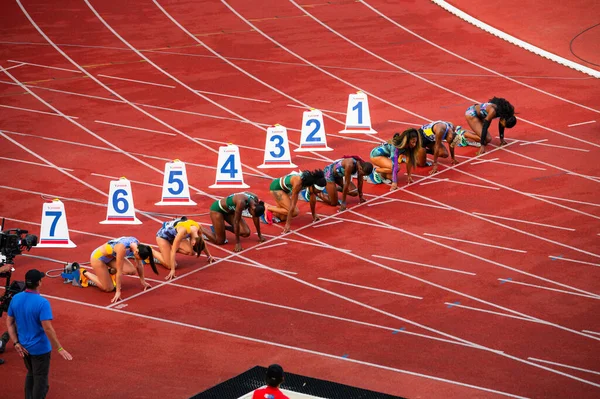 오스트라바 2023년 27일 100M 경주를 부다페스트와 파리의 올림픽에서 세계를 미팅에서 — 스톡 사진