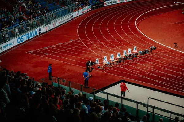 Ostrava Tjechien Juni 2023 Kvinnliga Sprinters Anpassad För 100M Häckar — Stockfoto