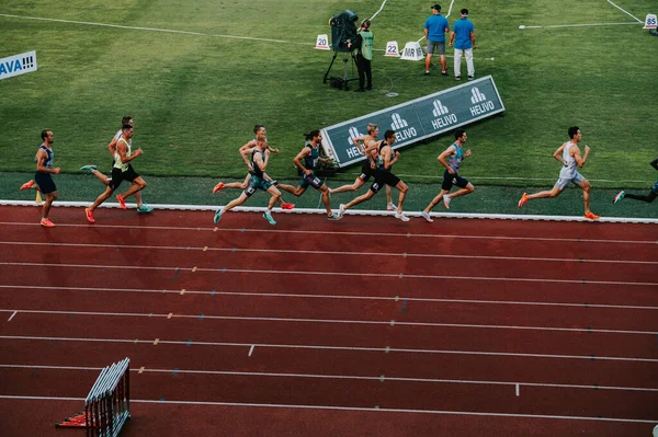 stock image OSTRAVA, CZECHIA, JUNE 27, 2023: Men Participate in 800m Run at Track and Field Championship for Worlds in Budapest and Games in Paris