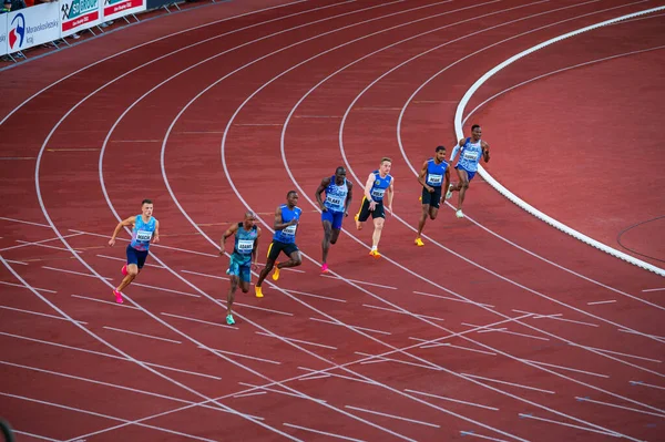 Ostrava Tschechien Juni 2023 Fokussierte Läufer Aktion Männer 200 Sprint — Stockfoto