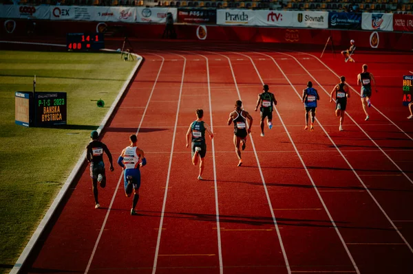 Bystrica Slovakien Juli 2023 Män Sprinters Push Limits 400M Race — Stockfoto