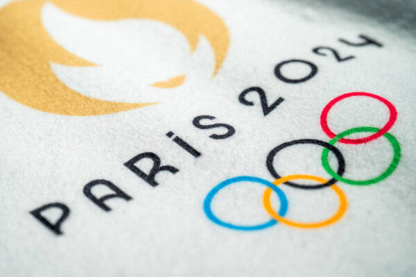 PARIS, FRANCE, DECEMBER 14. 2023: Official logo of Summer olympic game in Paris 2024, white background