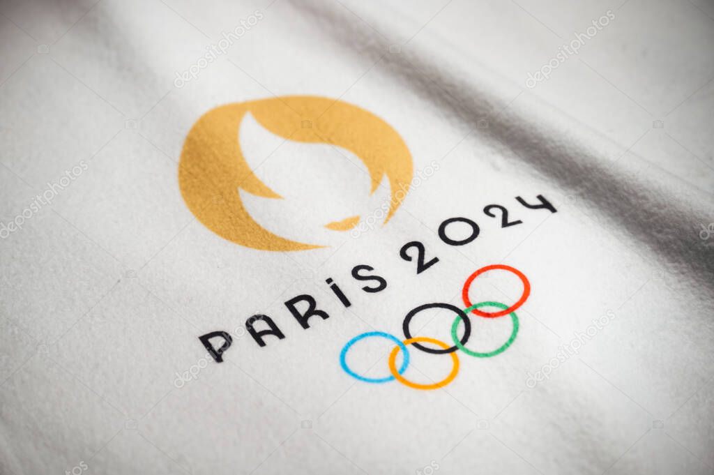 PARIS, FRANCE, DECEMBER 14. 2023: Official logo of Summer olympic game in Paris 2024, white background