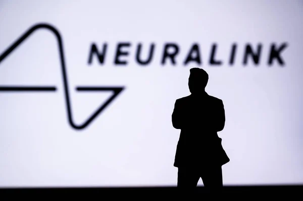 California Enero 2024 Logotipo Compañía Neuralink Presenta Una Silueta Del — Foto de Stock