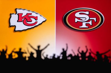LAS VEGAS, NEVADA, ABD, JANUARY 29, 2024: Allegiant Stadyumunda hayranlar ve kalabalık Super Bowl LVIII, 58. Super Bowl, Kansas City Chiefs vs. San Francisco 49ers, NFL Finalleri