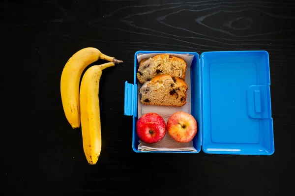 Wrap Snack Banana Apples Banana Bread School Work — Stock Photo, Image