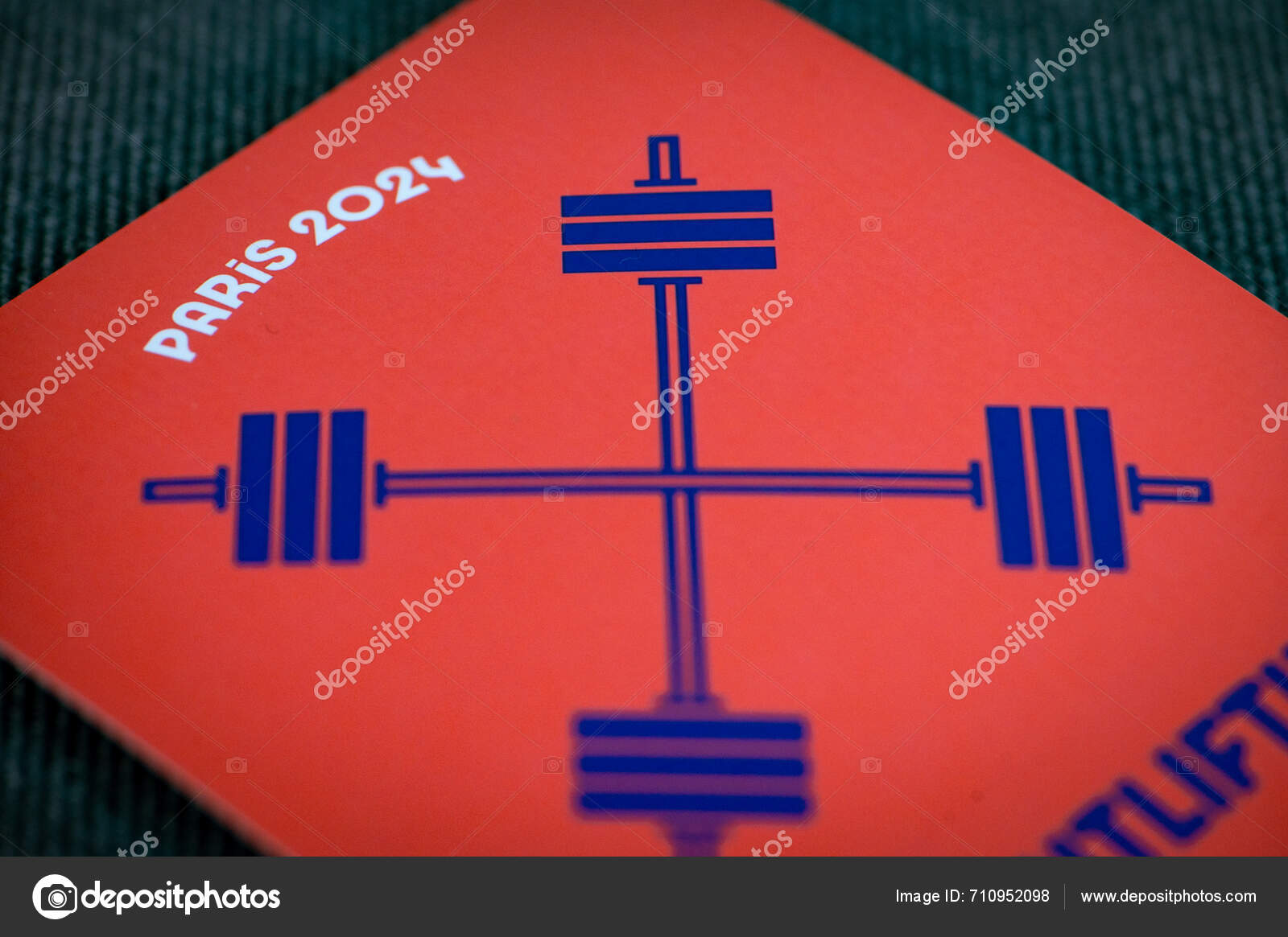 París Francia Marzo 2024 Pictograma Levantamiento Pesas Para Las Olimpiadas — Foto editorial de