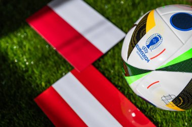 BERLIN, GERMANY, 17 Nisan 2024: Polonya Avusturya 'ya karşı, Euro 2024 Avrupa Grubu D futbol maçı Olympiastadion, Berlin, 21 Haziran 2024