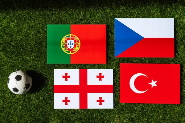 Группа Европейском Футбольном Турнире Германии 2024 Году Флаги Турции Грузии — стоковое фото
