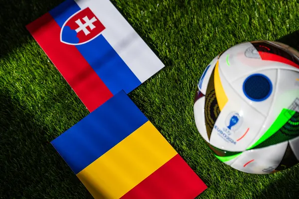 Berlín Alemania Abril 2024 Eslovaquia Rumania Euro 2024 Partido Fútbol —  Fotos de Stock