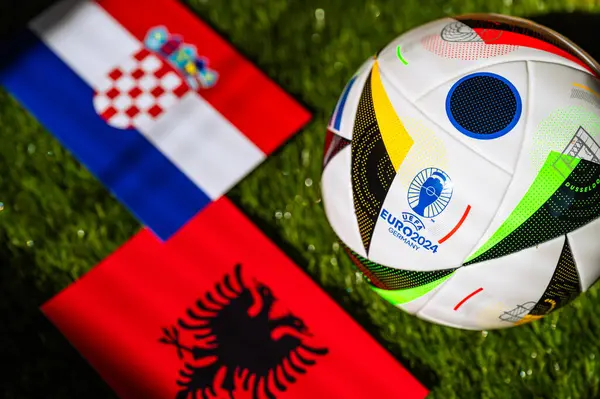 Hamburg Germany April 2024 Kroatia Albania Euro 2024 Gruppe Fotballkamp royaltyfrie gratis stockbilder