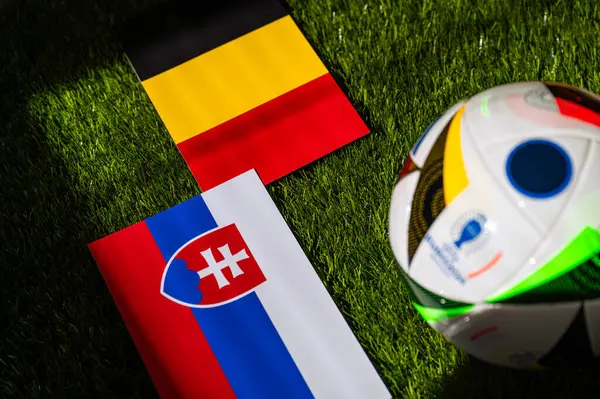 Leipzig Deutschland April 2024 Belgien Gegen Slowakei Fußball 2024 Gruppe Stockfoto