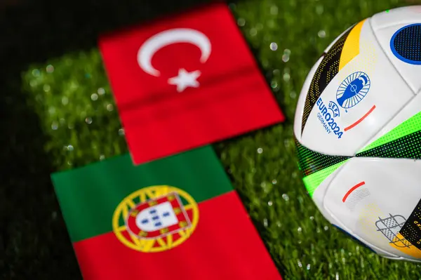 Leipzig Jermany April 2024 Turki Portugal Euro 2024 Pertandingan Sepak Stok Foto Bebas Royalti