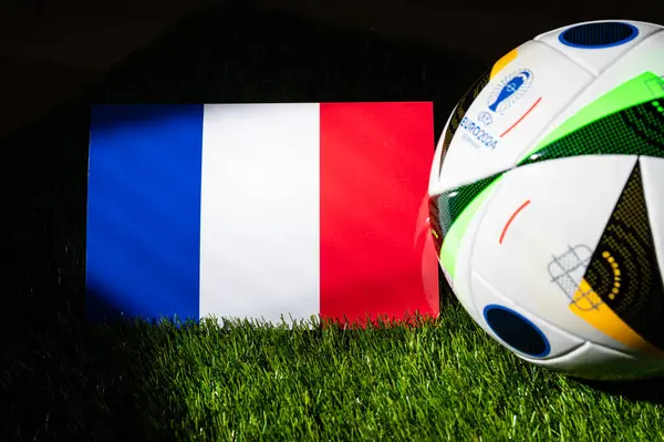 Berlin Germany April 2024 France National Flag Official Soccer Ball Stock Picture