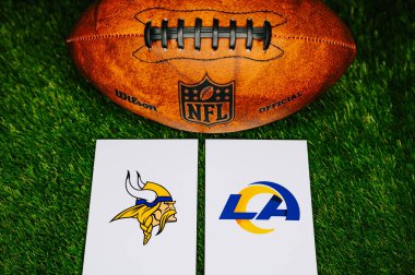 Inglewood, 6 Ocak 2025, Minnesota Vikings Los Angeles Rams 'a karşı, NFL Wild Card Round. 2025 sezonunda oynanacak bir Amerikan futbol maçı. 2025 Vahşi Kart Hafta sonu için dosya fotoğrafı
