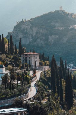 İtalyan Evi ve Cypress-Lined Caddesi Ilık Şafak Işığıyla Parlıyor