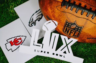 NEW ORLEANS, ABD, JANUARY 27, 2025: Kansas City Chiefs vs. Philadelphia Eagles, 2024 sezonu Super Bowl LIX, NFL Final, New Orleans, Louisiana 'da Amerikan futbol şampiyonluğu maçı