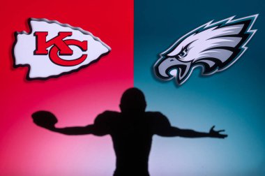 NEW ORLEANS, ABD, JANUARY 27, 2025: NFL oyuncusu Quarterback Kansas City Chiefs vs. Philadelphia Eagles, Super Bowl LIX for season 2024, NFL Final, American Football game