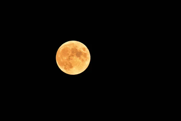 Luna Llena Cazadores Satélite Color Naranja Natural Visible Cielo Oscuro — Foto de Stock