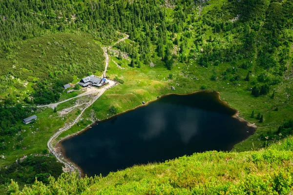 Giant Mountains Maly Staw Issjö Västra Sudetes Nära Samotnia Vandrarhemmet — Stockfoto