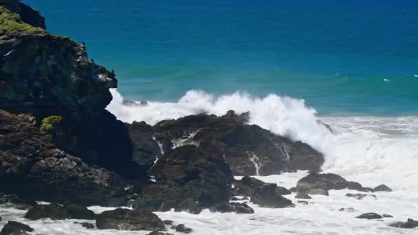 Costa Australiana Vista Penhasco Para Oceano Azul Com Uma Costa — Vídeo de Stock