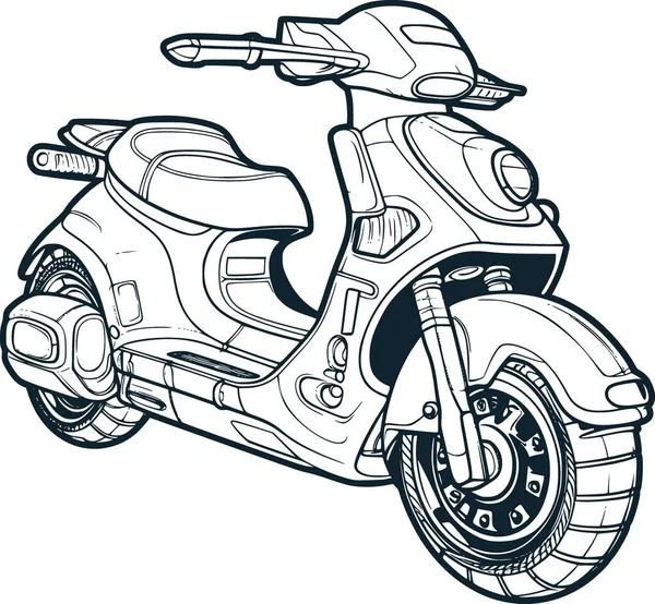 Scooter Coloring Page — Stock Vector