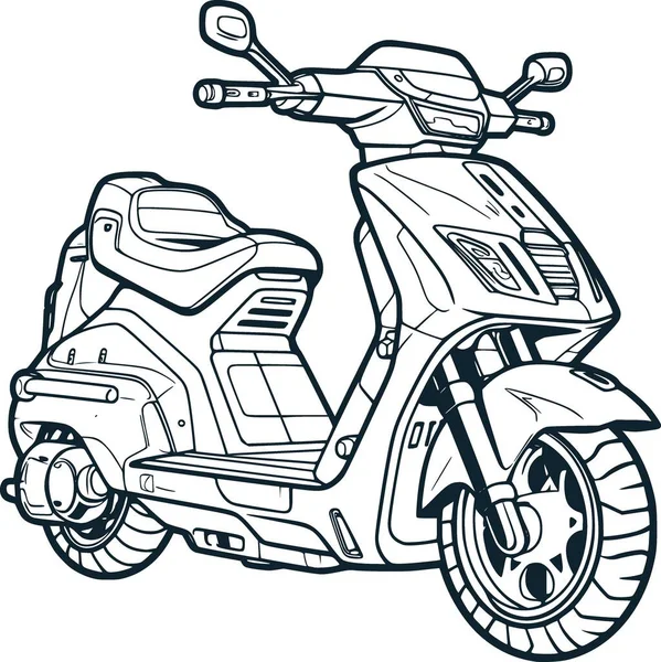 Scooter Coloring Page — Stock Vector