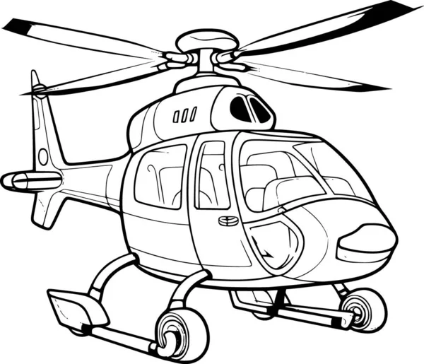 Hélicoptère Pour Colorier — Image vectorielle