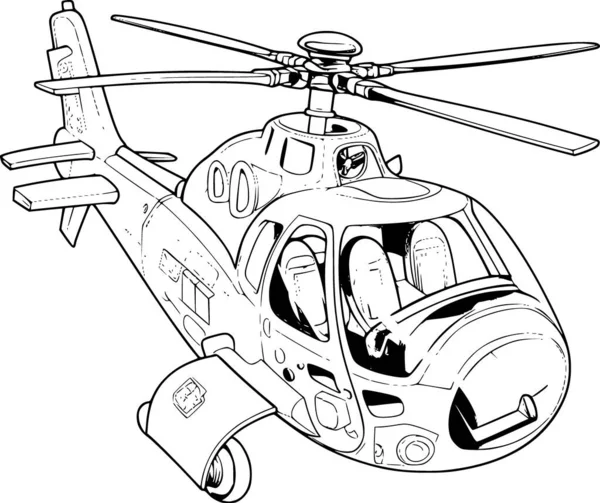 Hélicoptère Pour Colorier — Image vectorielle
