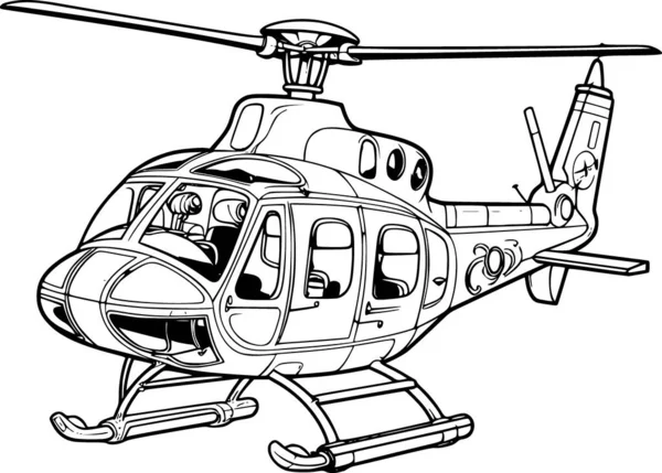 Helicóptero Para Colorear Página — Vector de stock