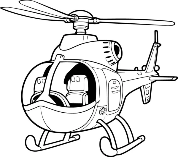 Helicóptero Para Colorir Página —  Vetores de Stock