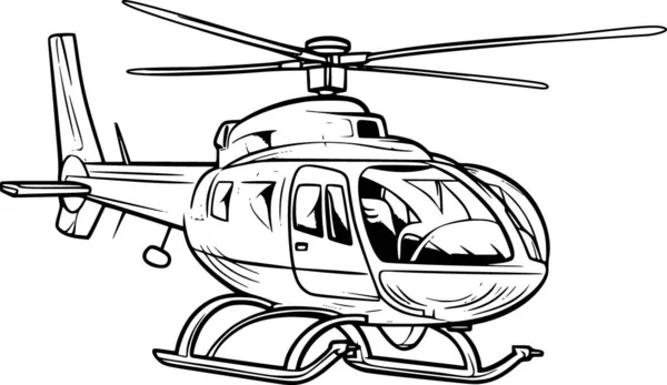 Helicóptero Para Colorear Página — Vector de stock