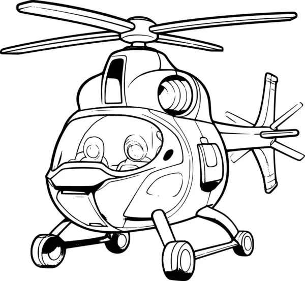 Helicóptero Para Colorir Página —  Vetores de Stock