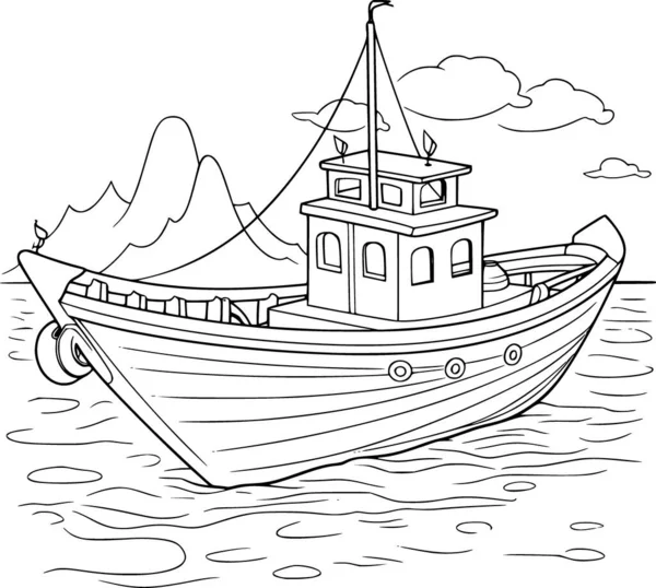 Boat Coloring Book — Stock Vector