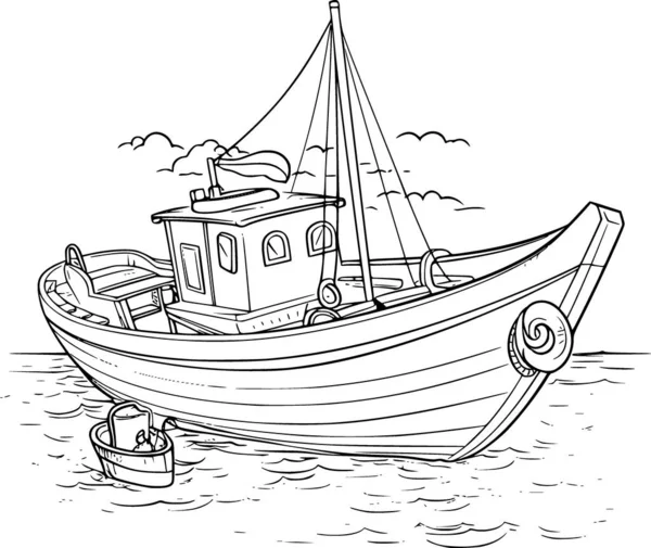 Boyama Kitabındaki Tekne — Stok Vektör