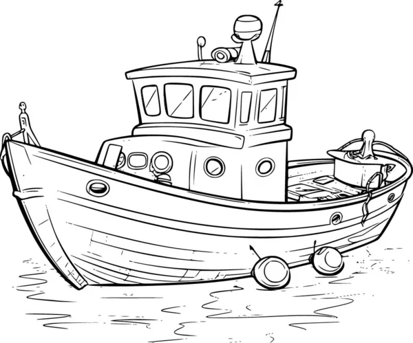 Barca Libro Colorare — Vettoriale Stock