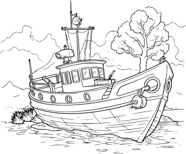 有色书籍中的船 — 图库矢量图片