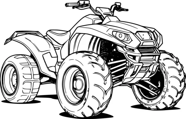 Quad Bike Coloring Page — Stock Vector