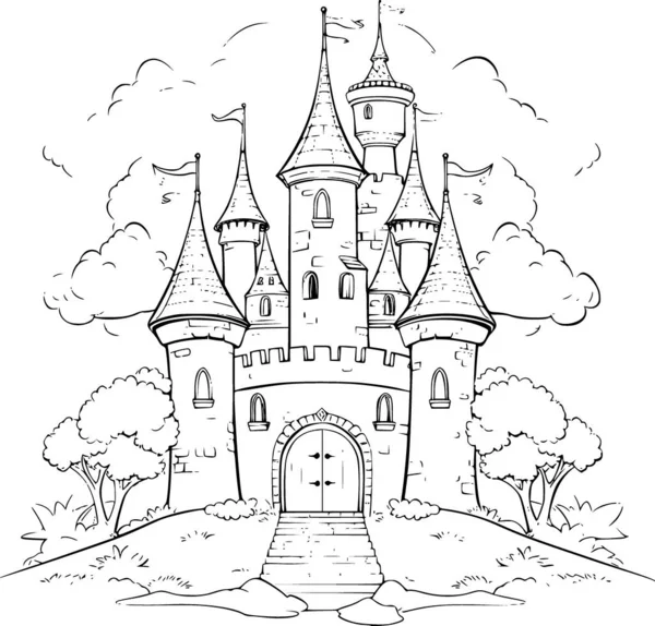 Livre Coloriage Château — Image vectorielle