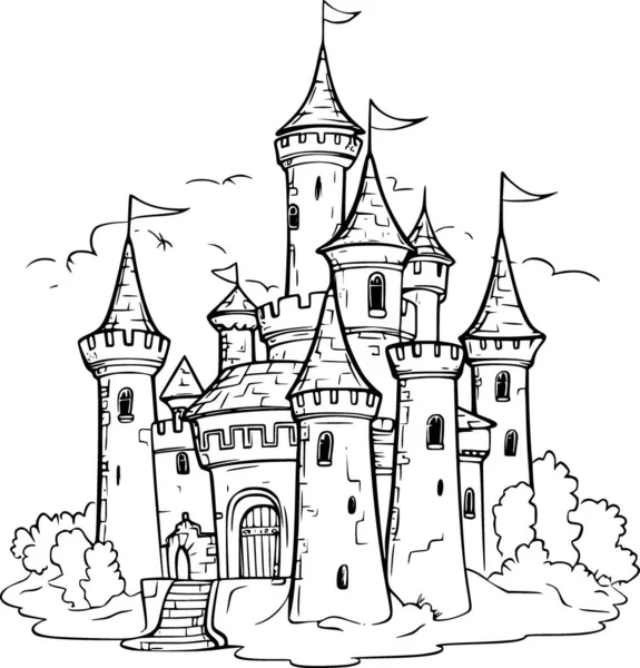 Livro Colorir Castelo — Vetor de Stock