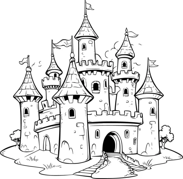 Coloring Book Castle — Stock Vector