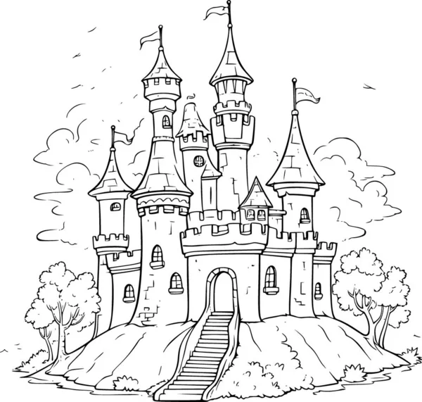 Coloring Book Castle — Stock Vector