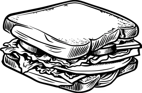 Illustrazione Del Disegno Del Sandwich Libro Colorare — Vettoriale Stock
