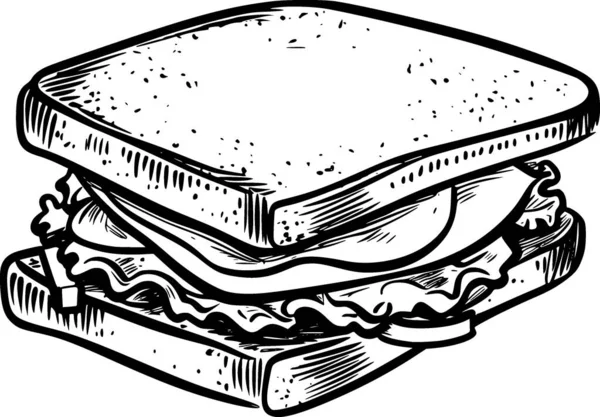 Boceto Sándwich Ilustración Para Colorear Libro — Vector de stock