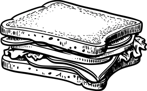 Boceto Sándwich Ilustración Para Colorear Libro — Vector de stock