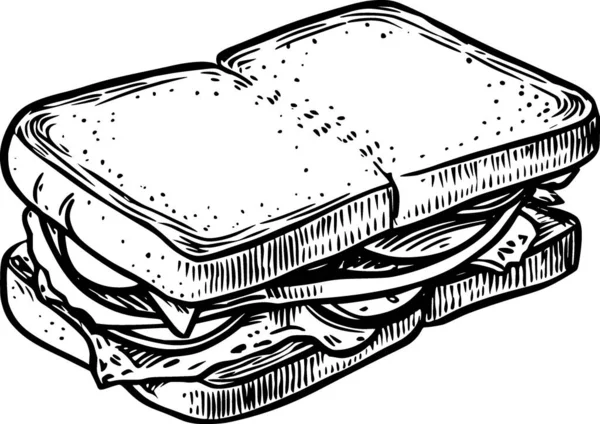 Sandwich Skizze Illustration Für Malbuch — Stockvektor