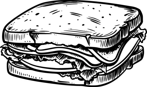 Illustrazione Del Disegno Del Sandwich Libro Colorare — Vettoriale Stock